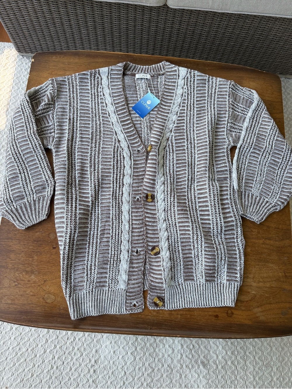 Cupshe Brown & Cream Cardigan NWT
